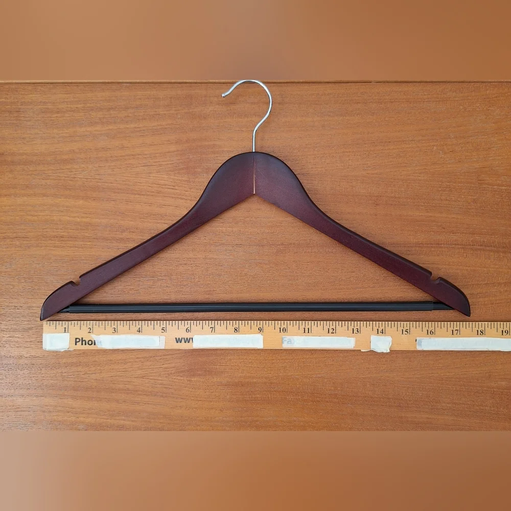 Solid Red Wood Hangers Mahogany Cherry Suits Pants Anti Slip Notched Vintage
